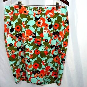 Lane Bryant Womens Colorful Floral Cotton/Spandex Straight Skirt Size 14 Classy